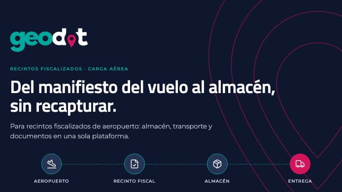 Portada del volante de Geodot para recintos fiscalizados y carga aérea